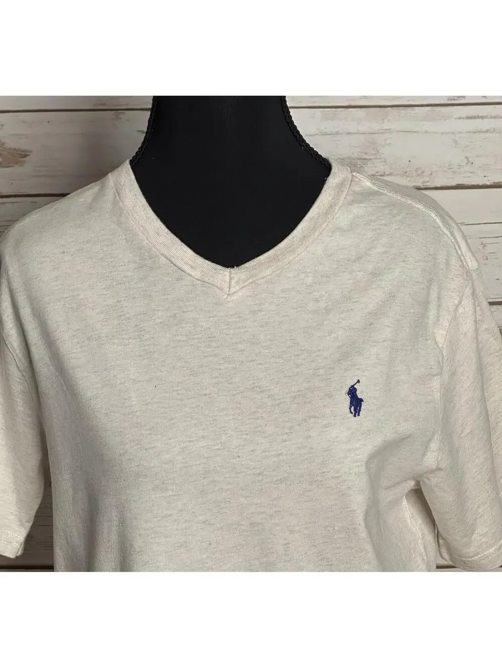 Polo Ralph Lauren cream cotton short sleeve V-neck t-shirt Youth L (14-16)